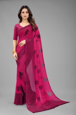 VR Fashions Printed Bollywood Chiffon Saree(Pink)