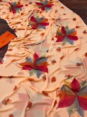 Sitanjali Lifestyle Floral Print Daily Wear Georgette Saree(Orange)