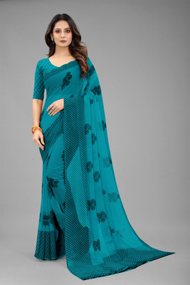 VR Fashions Printed Bollywood Chiffon Saree(Green)