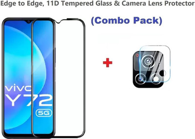 ISAAK Edge To Edge Tempered Glass for Vivo Y72 5G Edge to Edge 11D Tempered Glass And Camera Lens Protector (Combo Pack)(Pack of 2)