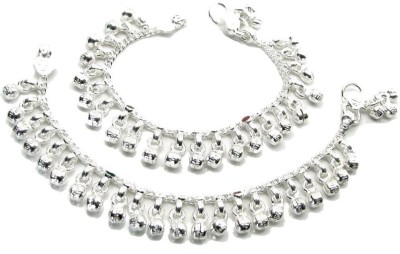 SMARNN (0-4 years) Full Ghungaroo Silver Plated Payal Anklets for Baby girl Metal Anklet(Pack of 2)