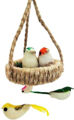 APNA KANHA Jute Hanging Bird Nest for Good luck, positivity and Happiness 25 cm Handicraft & Artifact Showpiece(Jute, Plastic, Multicolor)