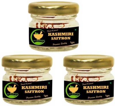 FIJ AYURVEDA Finest & Pure A++ Grade Original Kashmiri Saffron Threads - 3 Gram(3 x 1 g)