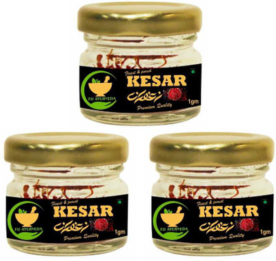 FIJ AYURVEDA Premium Quality A++ Grade Saffron Threads / Kesar/ Keshar / Zafran /Jafran – 3GM(3 x 1 g)
