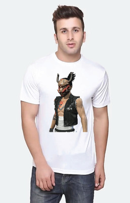 COBSUN Printed, Graphic Print Men Round Neck White T-Shirt