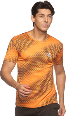 HPS Sports Printed Men Round Neck Orange T-Shirt