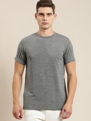 DIFFERENCE OF OPINION Self Design Men Round Neck Grey T-Shirt