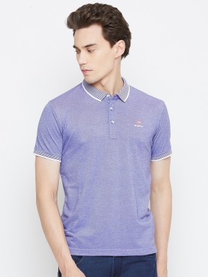 DUKE Solid Men Polo Neck Purple T-Shirt