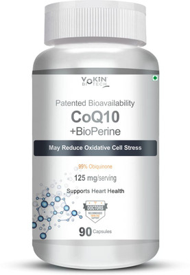 Vokin Biotech Coenzyme Q10 Plus BioPerine 125mg Supports Heart Health & Heart Function(90 Capsules)