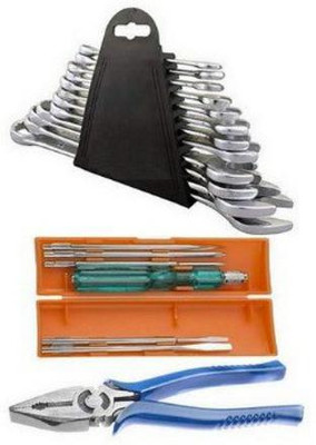 Exotic Arcade Combo Kit for Home/Garage/Car -Combination Spanner || Screwdriver Kit|| Plier || Best Quality Heavy Duty Double Sided Combination Wrench(Pack of 19)