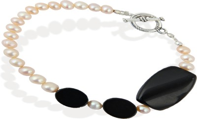 PearlzGallery Metal Beads, Agate, Pearl Silver Bracelet
