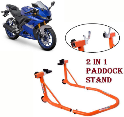 Grandbiker Dismantlable Rear Paddock Stand with Swingarm Rest and Bobbin For Yamaha R15 All Versions ( Orange) Bike Storage Stand(Floor Mount)