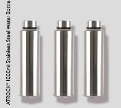 ATROCK Stainless Steel Fridge Water Bottle Set of 3 1000 ml Bottle(Pack of 3, Silver, Steel)