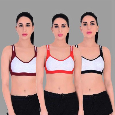 KGN RETINA Women Sports Non Padded Bra(Maroon, Red, Black)