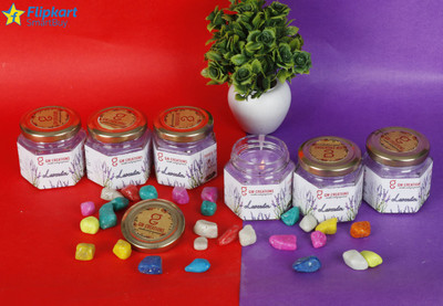 Flipkart SmartBuy Hexagonal Lavender jar candle. Made of Parrafin Wax. Set Of 6. Burn time 55hr Candle(Purple, Pack of 1)