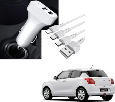 AuTO ADDiCT 20.5 W Turbo Car Charger(White, With USB Cable)