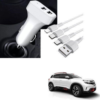 AuTO ADDiCT 20.5 W Turbo Car Charger(White, With USB Cable)