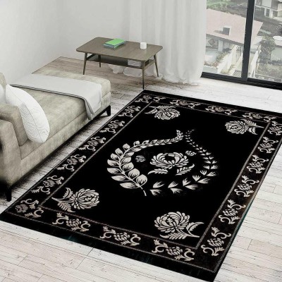 RADECOR Black Velvet Area Rug(5 ft,  X 7 ft, Rectangle)