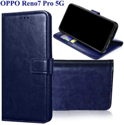 Openbuy Flip Cover for OPPO Reno7 Pro 5G(Blue, Magnetic Case, Pack of: 1)