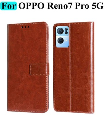 Mashgul Flip Cover for OPPO Reno7 Pro 5G(Brown, Shock Proof, Pack of: 1)