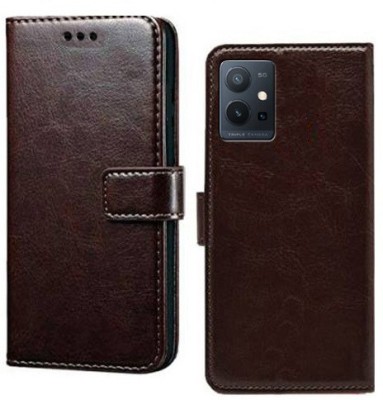 Mashgul Flip Cover for Vivo T1 5G, Vivo Y75 5G(Brown, Shock Proof, Pack of: 1)