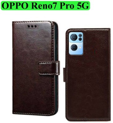 Wynhard Flip Cover for OPPO Reno7 Pro 5G(Brown, Grip Case, Pack of: 1)