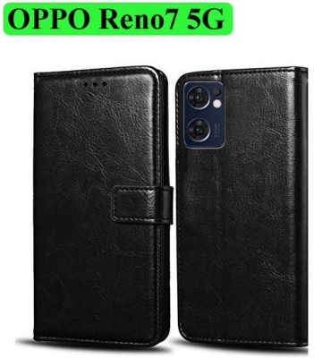 Wynhard Flip Cover for OPPO Reno7 5G(Black, Grip Case, Pack of: 1)