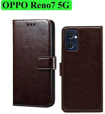 Wynhard Flip Cover for OPPO Reno7 5G(Brown, Grip Case, Pack of: 1)