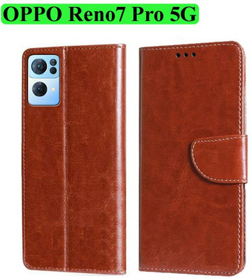 Wynhard Flip Cover for OPPO Reno7 Pro 5G(Brown, Grip Case, Pack of: 1)