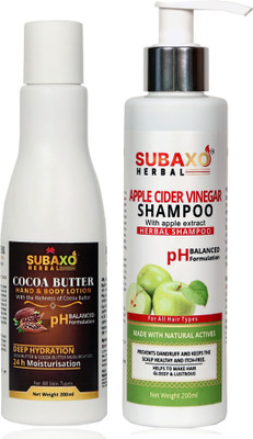 Subaxo HERBAL COCOA BUTTER BODY LOTION 200 ML AND APPLE CIDER SHAMPOO 200 ML(2 Items in the set)