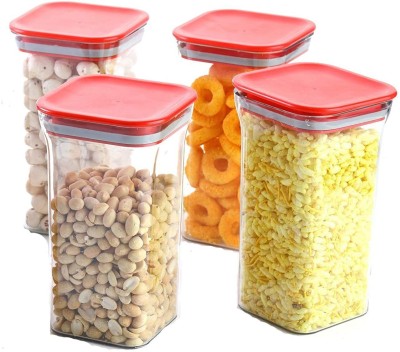 Analog Kitchenware Plastic Grocery Container  - 1100 ml(Pack of 4, Red)