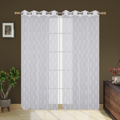 DAKSH 213 cm (7 ft) Polyester Semi Transparent Shower Curtain (Pack Of 2)(Self Design, White)