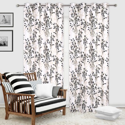 Impression Hut 274 cm (9 ft) Polyester Room Darkening Long Door Curtain (Pack Of 2)(Printed, Simple Black)