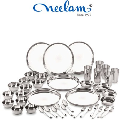NEELAM Pack of 42 Stainless Steel Premium Dinner Set 24 Gauge Dinner Set(Silver)