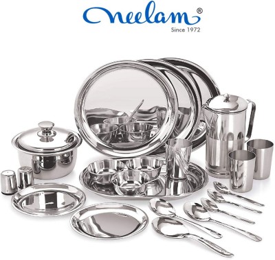 NEELAM Pack of 41 Stainless Steel Premium Dinner Set 22 Gauge Dinner Set(Silver)