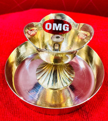 SBBCO BRASS AKHAND JYOT WITH POOJA PLATE/GULAB JYOT/BRASS POOJA THALI Brass Table Diya Set(Height: 2 inch)