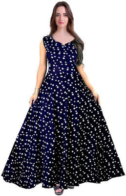 Kuberdisha Women A-line Blue Maxi/Full Length Dress