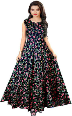 Kuber taxtile Women A-line Black Maxi/Full Length Dress