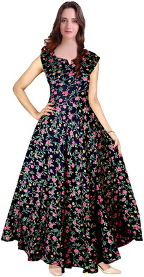 Kuberdisha Women A-line Black Maxi/Full Length Dress