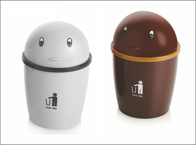 Moltres - Tidy Small Desk DustBin/ Table Dustbin (PACK of 2 Small Bin) Plastic Dustbin(Brown, White, Pack of 2)