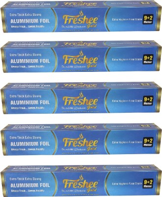 Freshee 11m Aluminium Silver Kitchen Foil Roll Paper 14 Micron, Disposable Food Wrap Aluminium Foil(Pack of 5, 11 m)