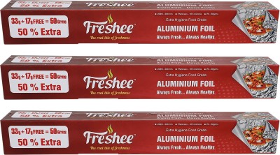 Freshee 50gm Aluminium Silver Kitchen Foil Roll Paper, 11 Micron, Disposable Food Wrap Aluminium Foil(Pack of 3, 5.8 m)