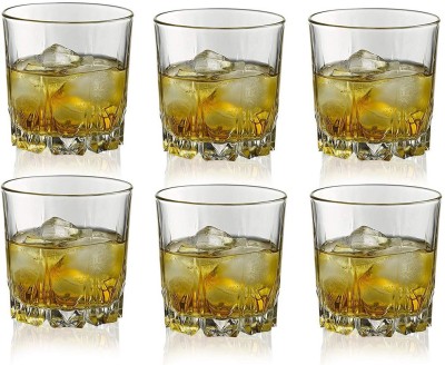 Lenzrite (Pack of 6) Rock Classic Glasses Set of 6 pcs - 300 ml for Whisky Scotch Cocktail Glass Set(300 ml, Glass)