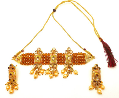 RELICA Brass, Mother of Pearl Gold-plated Yellow Jewellery Set(Pack of 1)