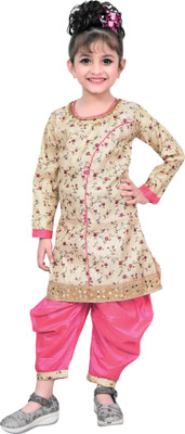 Hariyal Creation Girls Festive & Party Kurta and Patiala Set(Pink Pack of 1)