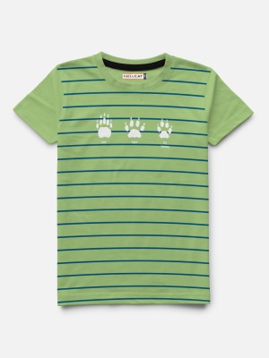 Hellcat Boys Striped Cotton Blend Regular T Shirt(Light Green, Pack of 1)