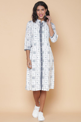BIBA Women Printed A-line Kurta(White)