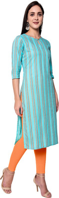 God Bless Women Printed Straight Kurta(Blue)