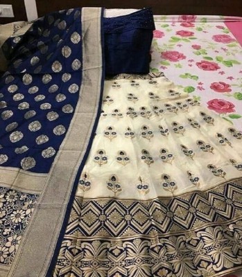 Dhrivika's Printed Semi Stitched Lehenga Choli(Blue, Beige)