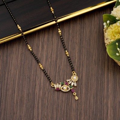 BOGHRA SALES Exclusive Micro Gold Plated American Diamond Beautiful Daily wear Mangalsutra Alloy, Mother of Pearl Mangalsutra